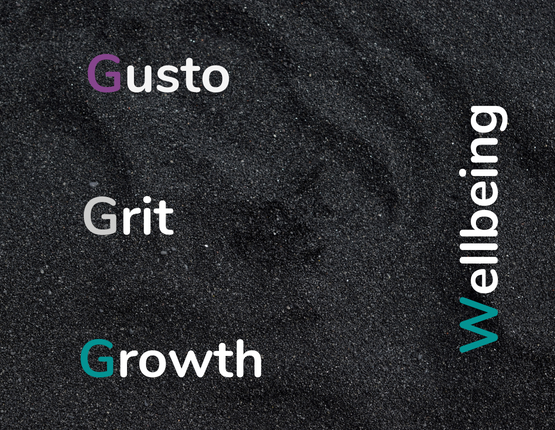 Gusto, grit and growth for wellbeing